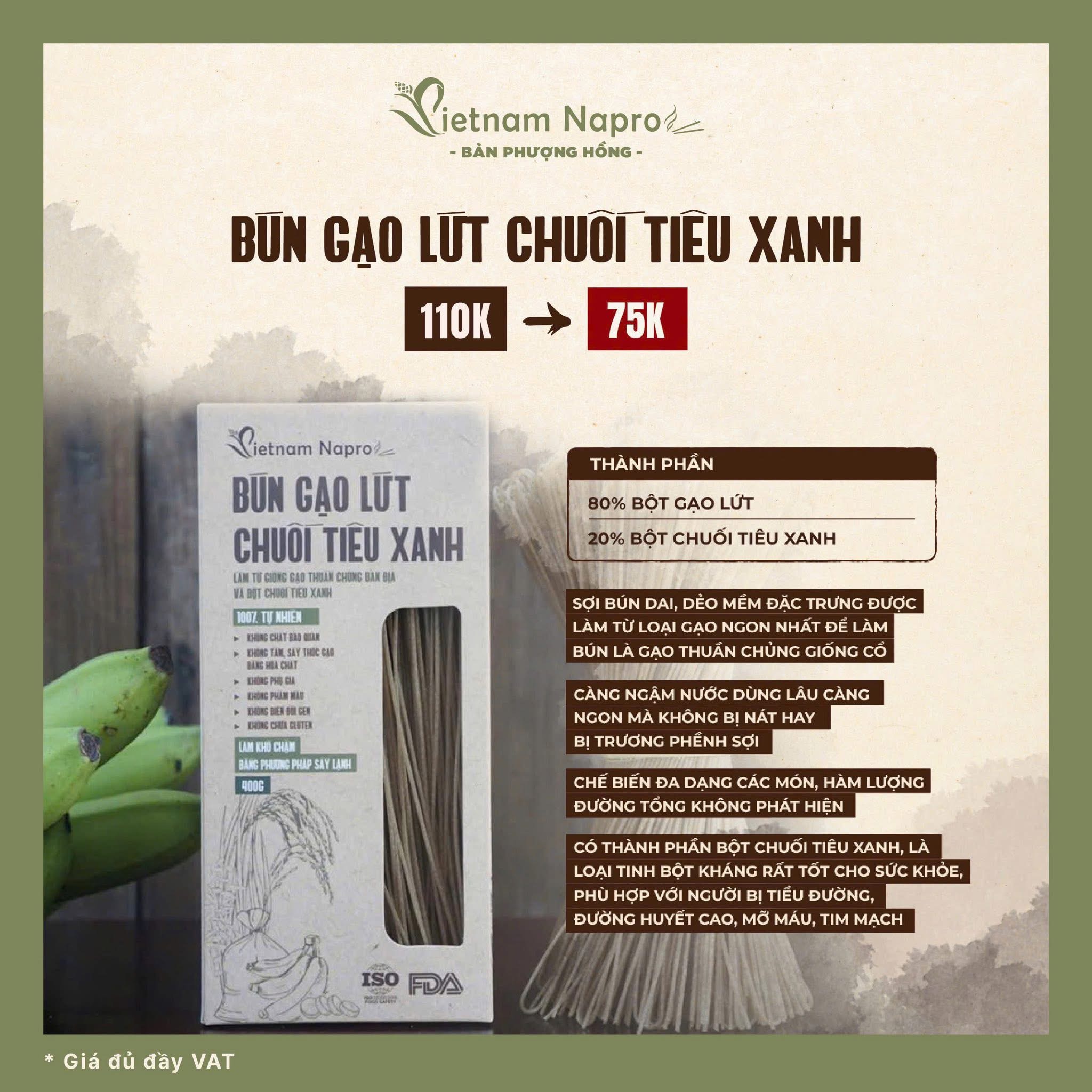 Bún gạo lứt chuối tiêu xanh