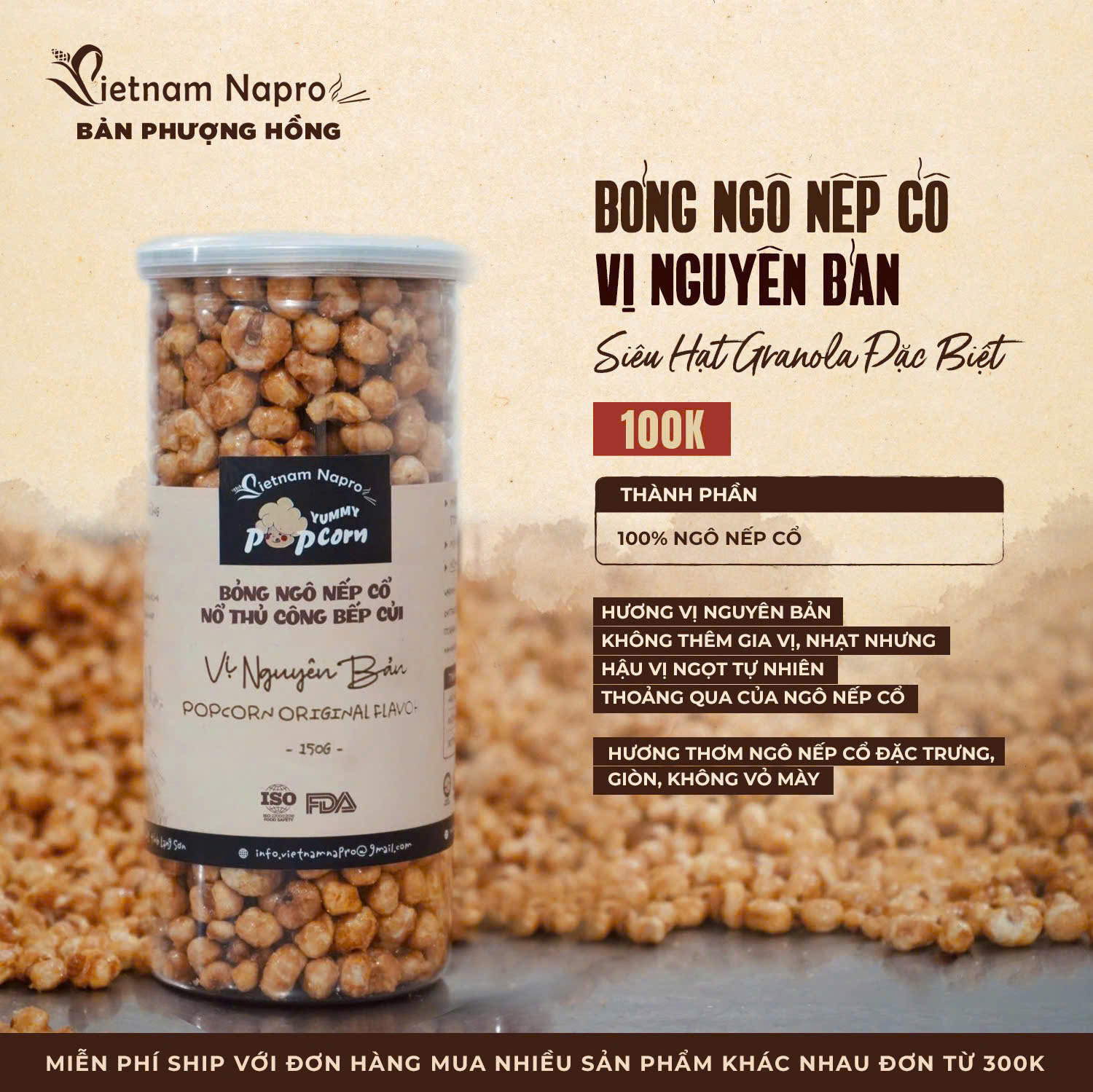 Bỏng ngô nếp cổ - Vị nguyên bản