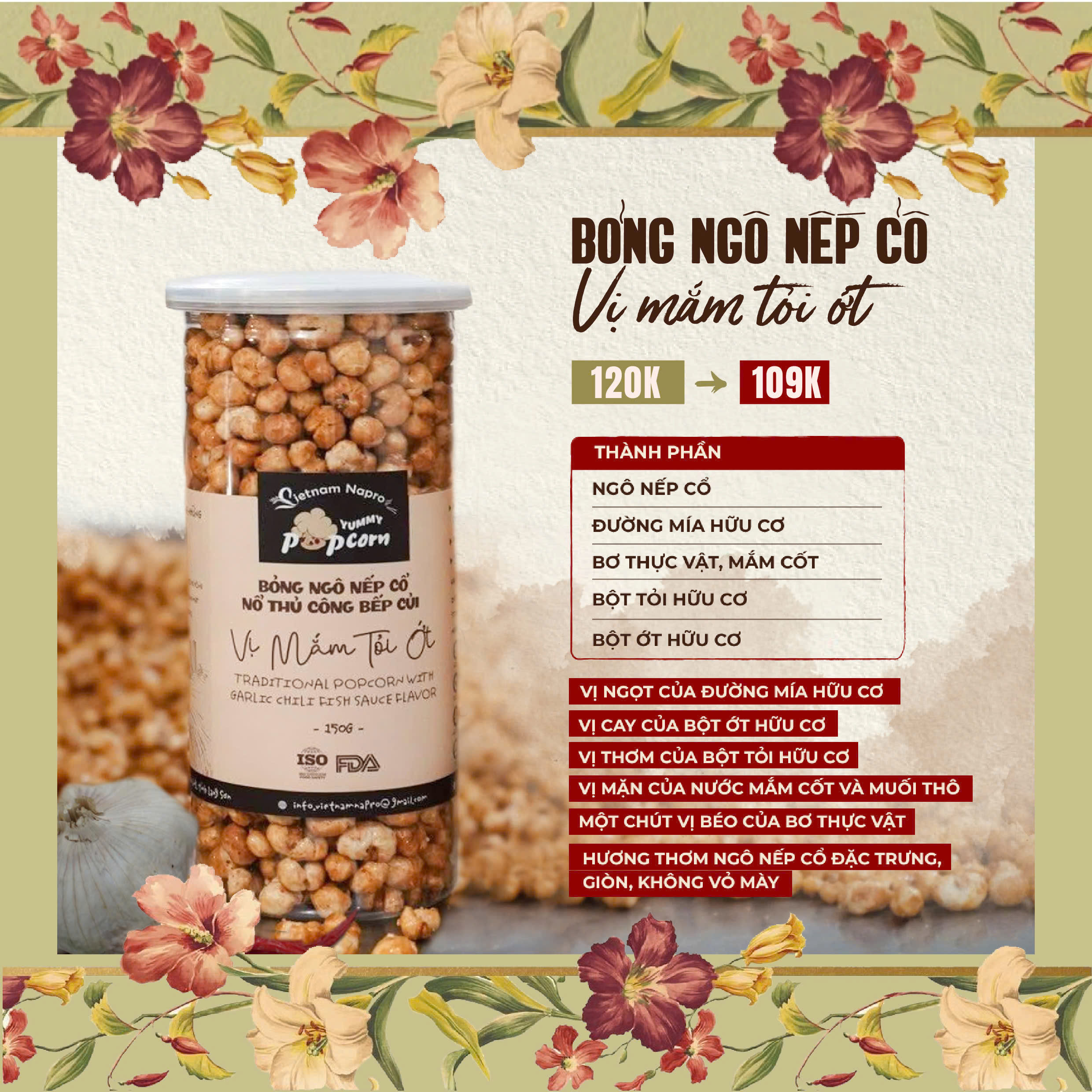 Bỏng ngô nếp cổ - Vị mắm tỏi ớt